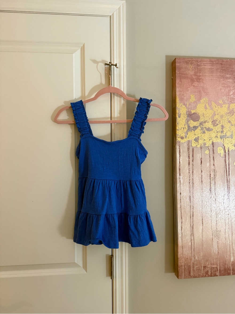 Altar'd State Cobalt Blue Ruffle Strap Tank